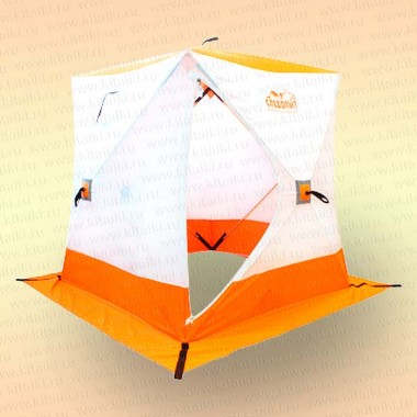 Палатка зимняя куб Следопыт 1,5х1,5х1,7 м, 2-местная, ткань Oxford 240D PU 2000, бело-оранжевая