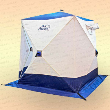 Палатка зимняя куб Следопыт 1,8х1,8х2,0 м, 3-местная, ткань Oxford 240D PU 2000, бело-синяя