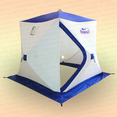 Палатка зимняя куб Следопыт-Эконом 1,8х1,8х1,8 м, 2-местная, утепленная, бело-синяя
